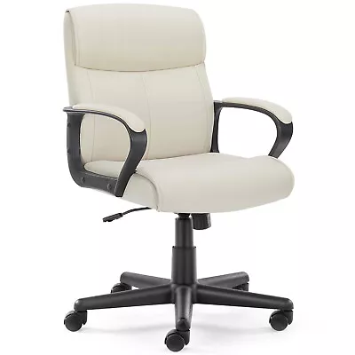 Faux Leather Home Office Chair Ergonomic Mid Back Computer Swivel Chair Armrest • $95.99