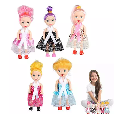 5pcs Girl Mini Dolls Lovely Toy Dolls For Dollhouse 4.33 Inch Tiny Girls Doll • $14.07