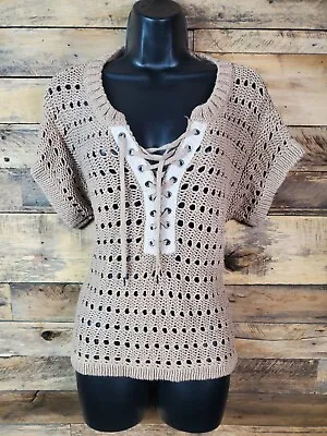 Moda International Sweater Fishnet Brown Pullover Medium  Chest 40  Length 22  • $24