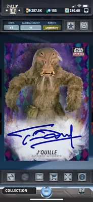 £9.67 • Buy Star Wars Card Trader 2022 Chrome Galaxy Purple LEGENDARY J'Quille Signature