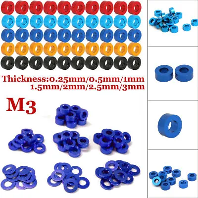 10-100PCS M3 0.25mm-3mm Color Aluminum Alloy Flat Washers Round Spacer Anodized • $18.99