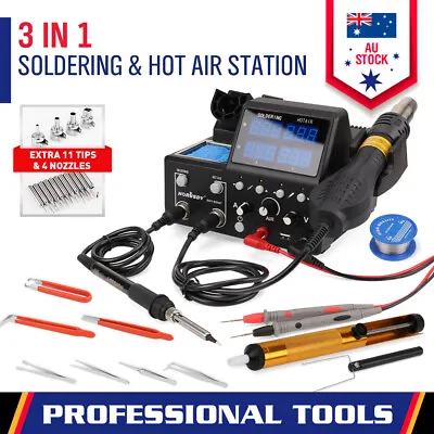 3in1 Soldering Iron Solder Rework Station Hot Air Gun Digital 2A USB SMD 5V • $149.99