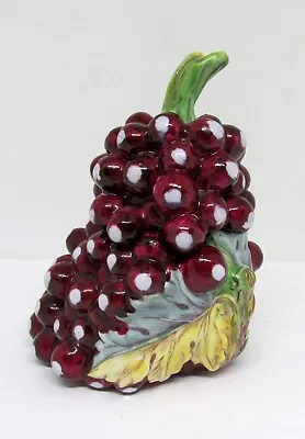 Hand Painted French Majolica Grape Cluster Covered Jar • $24.99