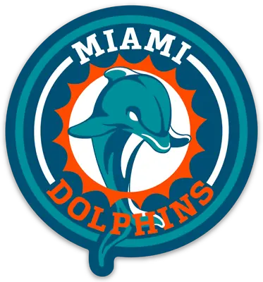 Miami Dolphins Logo Type With Dolphin Jump Through Star NFL Die-Cut MAGNET • $5.49