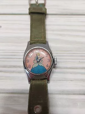 VINTAGE DISNEY CINDERELLA WATCH - By U.S. TIME RUNS For Restoration • $34.99