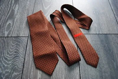 Bvlgari Bulgari Mens Tie Brown 100% Silk Circles 100% Authentic Made In Italy • $49.99