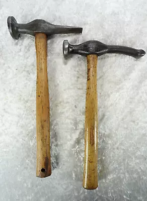 2 Vintage Auto Body Hammers Flat Unmarked & Convex Face Round Head Stream Line • $69.95