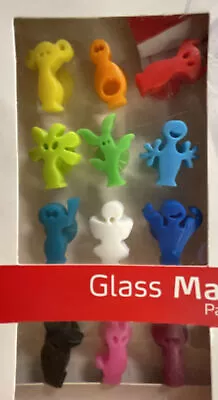 $4.90 • Buy Whimsy Vacu Vin Glass Markers Monster Party People Character Wine Charms Set 12