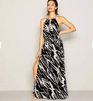 Azure Debenhams Maxi Dress Womens Size Medium M Zebra Print Halter Neck • £8