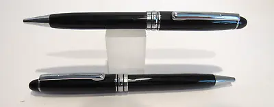 Set Of 2 Terzetti Replica Model Metal Black/chrome Trim Ballpoint Pen-pouch • $7.19
