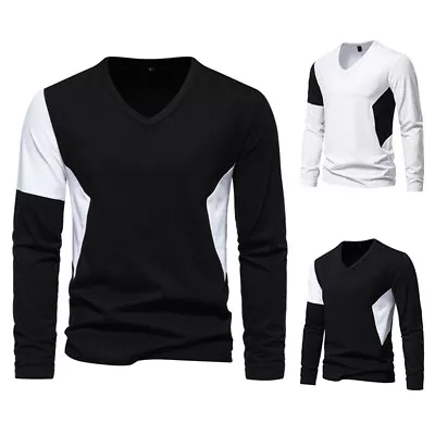 Men's Long Sleeve Tops Fashion T-Shirt Casual Slim Fit V-neck Sports Base Shirts • $29.53