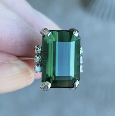 H. Stern 9.38 Carat Green Tourmaline Ring With Diamonds Size 6 18k White Gold • $3495
