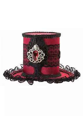 Burgundy Mini Top Hat Mystery Circus Fancy Dress Up Halloween Costume Accessory • $15.77