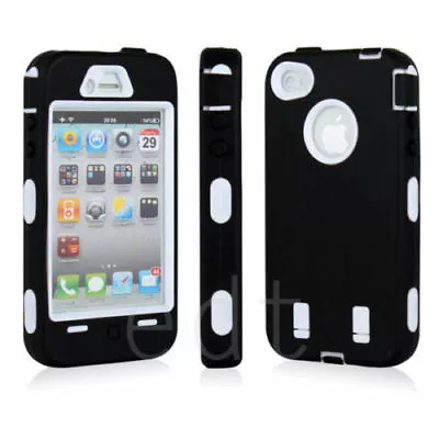 HEAVY DUTY BUILDER WORKMAN STURDY CASE COVER FOR APPLE IPHONE 4 / 4S FULL ARMOUR • £2.95