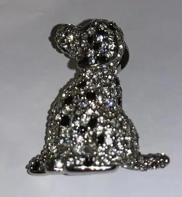 Vintage Swarovski Silver Dalmatian Dog Pup Brooch Crystal Rhinestone Pin 1.25” • $95