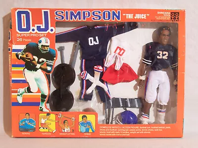 O. J. SIMPSON SUPER PRO SET 9 1/2  Action Figure 26 Pieces In Original Box • $5