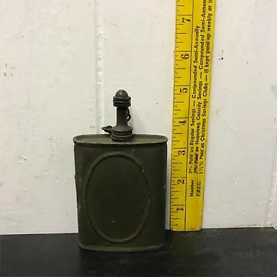 Vintage Handy Oiler Can Metal Military Olive Green Cap Attached W/chain Gas &oil • $22.99