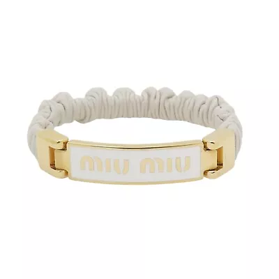 Miu Miu Logo Bracelet White Leather And Metal • $288.36