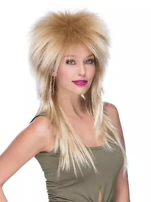 High Quality Extra Long Rocker Retro 80's Spiked Mixed Blonde Adult Costume Wig • $26.95