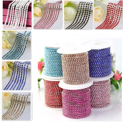 10 Yard Crystal Clear Glass Rhinestone Close Ribbon Chain Trim Sewing Craft DIY • $9.59