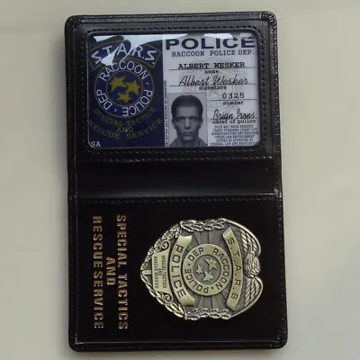 RESIDENT EVIL S.T.A.R.S Albert POLICE METAL BADGE WITH ID WALLET HOLDER CASE • $19.67