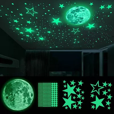 Moon Star Planet Wall Sticker Glow In The Dark Luminous Kids Bedroom Home Decal • $7.99