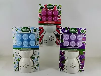 Zoflora Wax Melts With Burner Midnight Bloom Linen Fresh - Rhubarb & Cassis X 3 • £16.99