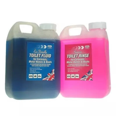 Eco Friendly Chemical Toilet Fluid & Rinse 2 Litre Twin Pack  Caravan Motorhome • £14.99