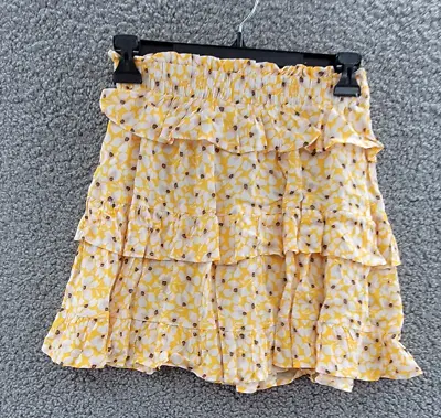 Sadie & Sage Lil Dandy Floral Short Mini Skirt Women's S Yellow Elastic Waist • $17.35