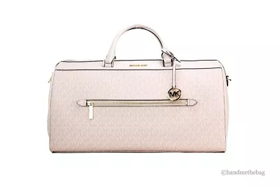 Michael Kors Travel XL Dark Powder Blush PVC Top Zip Duffle Weekender Bag • $229