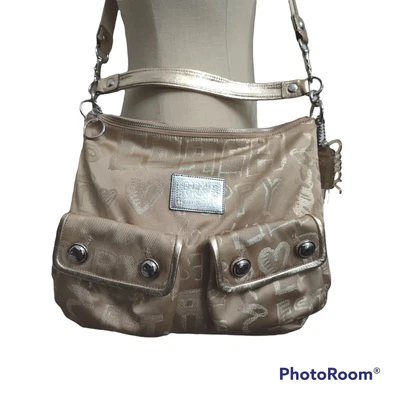 $55 • Buy Coach 15304 Shoulder Bag Poppy Story Patch Signature Gold