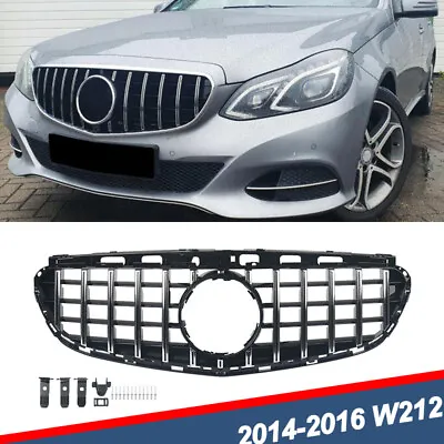 Chrome+BLK GT Style Front Bumper Grille For Mercedes Benz W212 E-class 2014-2016 • $91.99