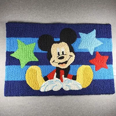 Mickey Mouse Rectangular Blue With Stars Toddler Rug By Disney Baby • $12