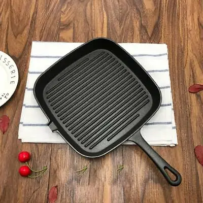 £13.25 • Buy Grill Pan 24cm Fry Frying Cast Iron Fish Non Stick Griddle Steak BBQ Skillet