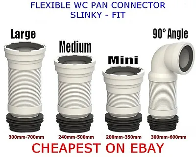 £12.99 • Buy Cheap Flexible Pan Connector Toilet Waste Soil Pipe MINI - MEDIUM - LARGE - 90°
