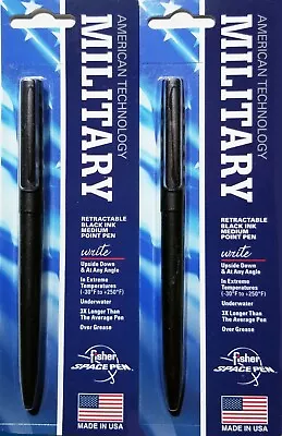 2 Pack - Military Non-Reflective Black Matte Cap-O-Matic Fisher Space Pen • $44.95