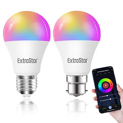 £9.99 • Buy WiFi RGB Smart LED Light Bulb For Apps By IOS Android Amazon Alexa Google Home