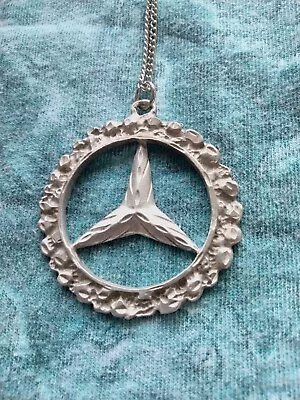 Mercedes Benz Emblem Pendant On Chain Silver Tone • $8