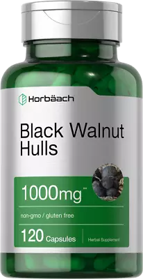 Black Walnut Hulls 1000 Mg | 120 Capsules | Non-GMO & Gluten Free | By Horbaach • $11.79