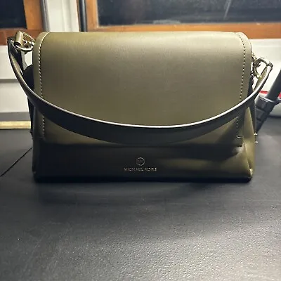 MICHAEL KORS Womens Green Faux Leather Medium Convertible Flap Shoulder Bag • $80