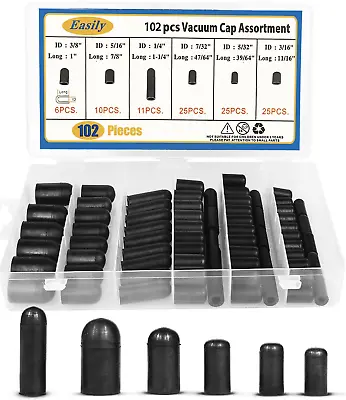 $10.88 • Buy Rubber Vacuum Hose End Caps Assortment Plug Kit Manifold Twist On Closure 102 Pc