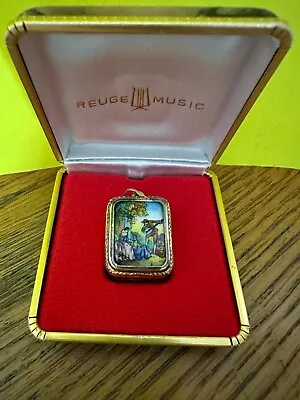 Vintage Rare Reuge Music Box Charm Picture 2 Women & Banjo Player With Org. Box • $245