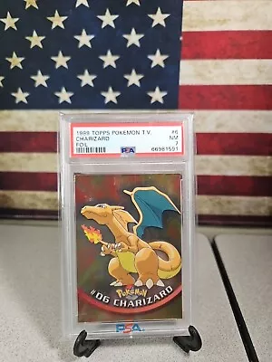 Charizard 1999 Topps Pokémon T.v Rainbow Foil  #6  Blue Logo 1st Print PSA 7 • $100