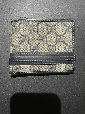 $60 • Buy Gucci Pre Owned Navy Blue Monogram Unisex Vintage Wallet.
