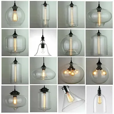 Modern Fashion Industrial Glass Shade Loft Cafe Pendant Light Ceiling Lamp New • £30.50