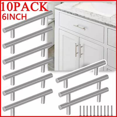 Brushed Nickel Kitchen Cabinet Pulls Stainless Steel Drawer T Bar Handles 6inch • $9.72