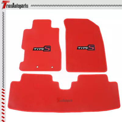 For 01-05 Honda Civic Front Rear Red Nylon Floor Mats Carpet Set 3PCS W/ TypeS • $58.99