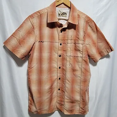 Aaron Chang Orange Button-Up Short Sleeve Shirt (Size: Large) • $25
