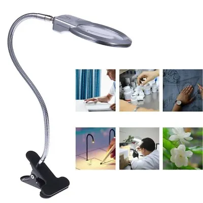 Led Desk Lamp Magnifying Magnifier Glasses With Light Stand Clamp For Desk Table • $14.99