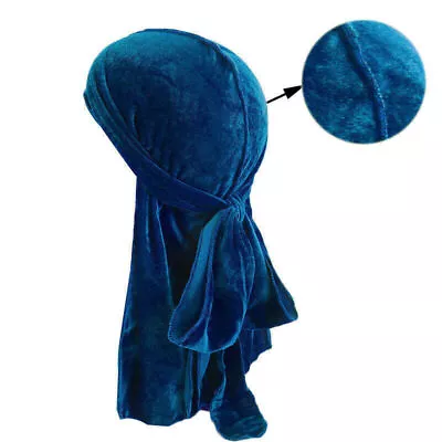 1PC Fashion Velvet Durags For Men Women Head Wrap Turban Hat With Long Tail Wide • $8.46